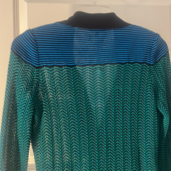 EXCLUSIVELY MISOOK VNeck Cardigan Turquoise Black Women's Size XS Y2K Career - Picture 12 of 14